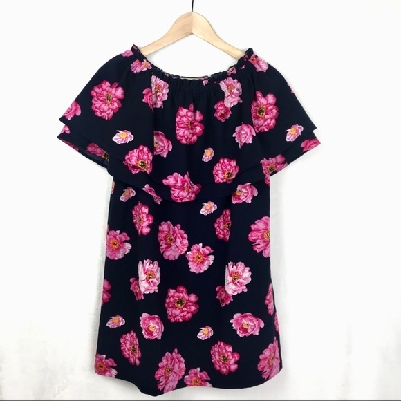 Mud Pie Pippa Off-the-Shoulder Navy Pink Floral - Picture 2 of 13